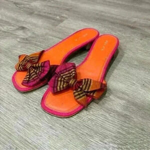 Unisa Pink Orange Bow Slip On Sandals